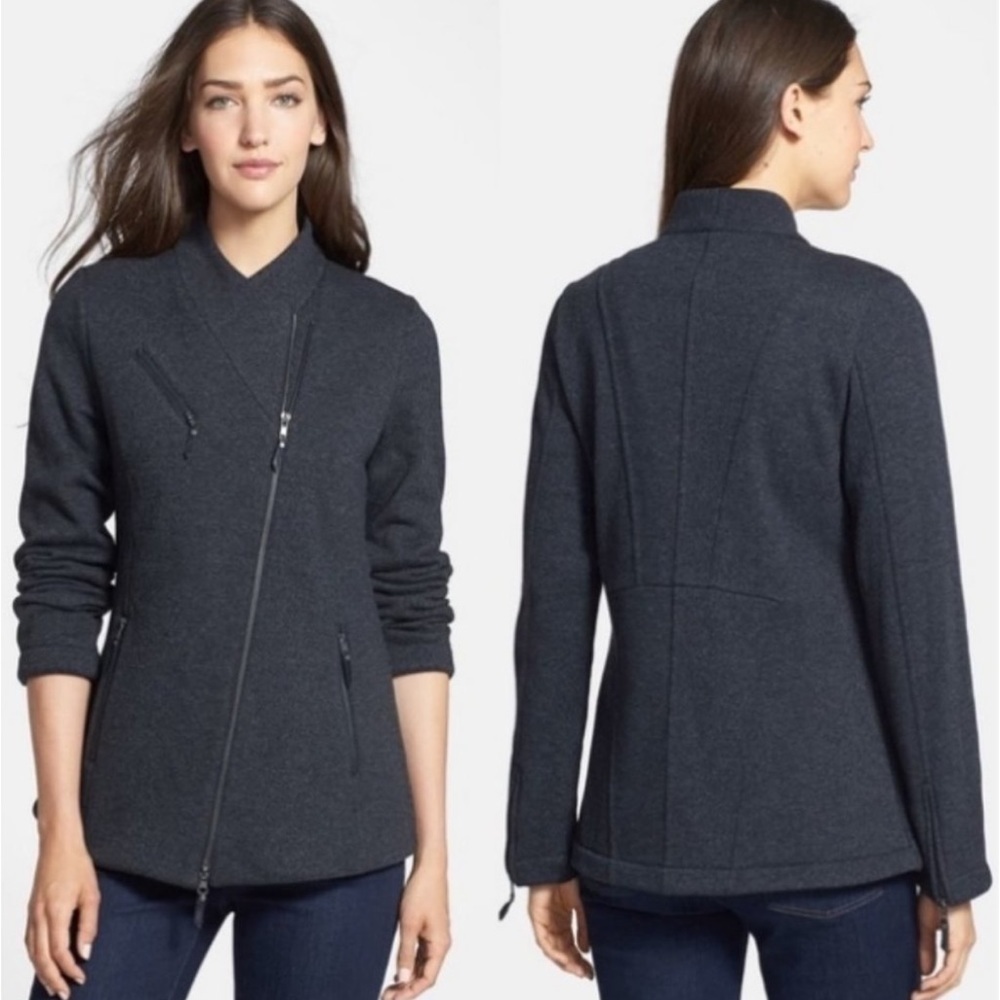 Y. Eileen Fisher Wool Asymmetrical Zip Jacket Small